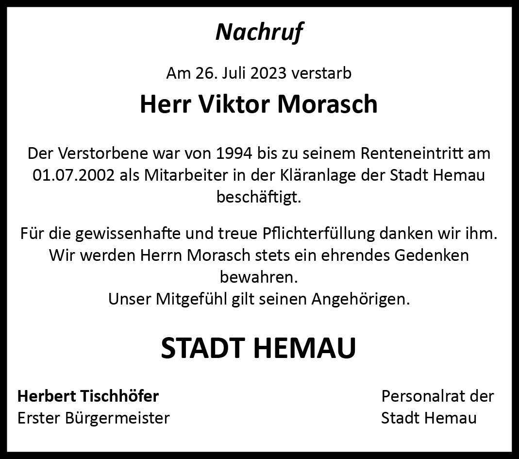 Nachruf Viktor Morasch